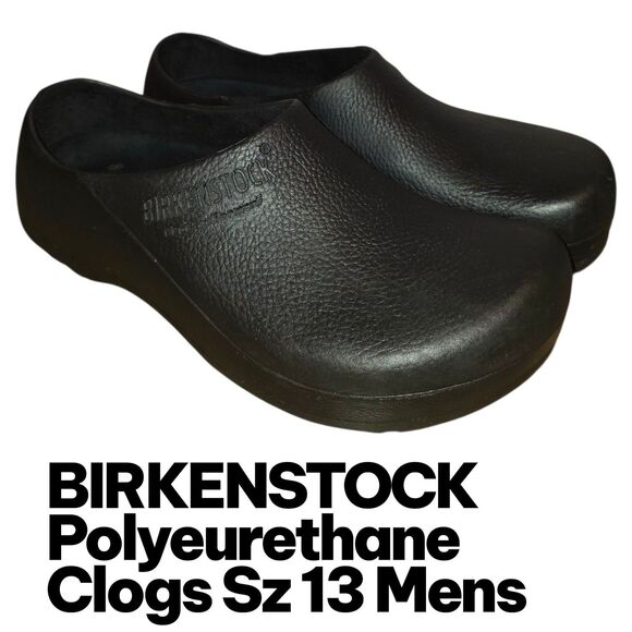 BIRKENSTOCK Sz 13 Professional Polyeurethane Black Slip On Work Logo Clogs Shoes - Picture 10 of 10